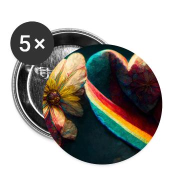 Herz Love Abstract Collection 38 - Buttons groß 56 mm (5er Pack) - Weiß - Vorne