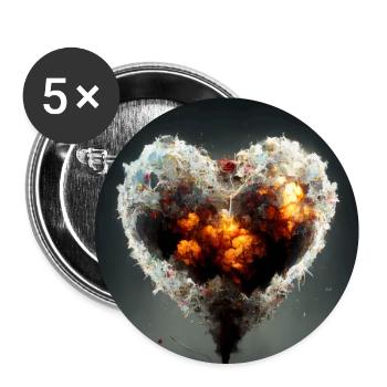 Herz Love Abstract Collection 30 - Buttons groß 56 mm (5er Pack) - Weiß - Vorne