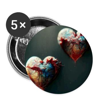 Heart Love Abstract Collection 40 - Buttons large 2.2''/56 mm (5-pack) - white - Front