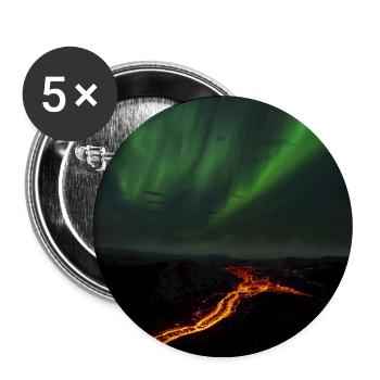 Northern Lights and Lava Flow - Fagradalsfjall Volcano - Buttons large 2.2''/56 mm (5-pack) - white - Front