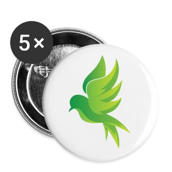 Grüner Vogel - Buttons groß 56 mm (5er Pack) - Weiß - Vorne