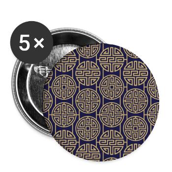 Chinesisches Muster - Buttons groß 56 mm (5er Pack) - Weiß - Vorne