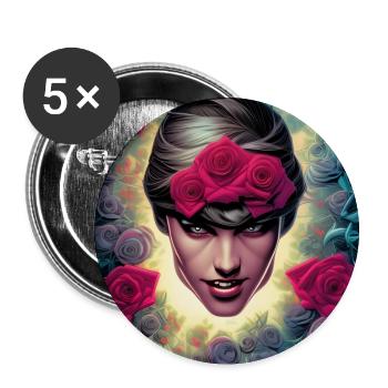 Woman head with roses - Buttons large 2.2''/56 mm (5-pack) - white - Front
