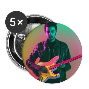 Guitariste solo - Lot de 5 grands badges (56 mm) - blanc - Devant