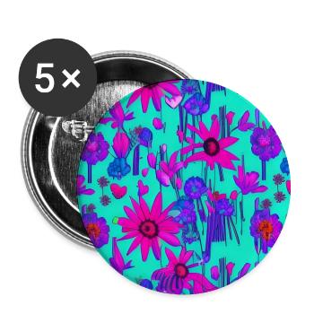 The Beauty of Flowers in Blue Patterns - Buttons large 2.2''/56 mm (5-pack) - white - Front