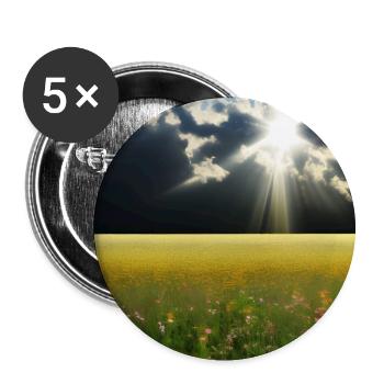 Prairie ensoleillée avec des nuages duveteux - Lot de 5 grands badges (56 mm) - blanc - Devant