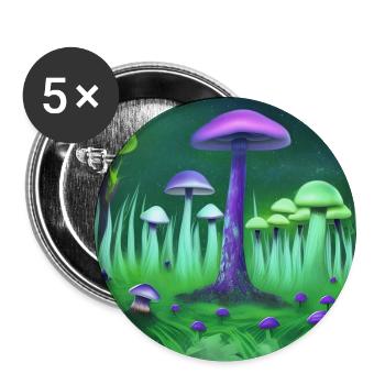 Forest of magic mushrooms - Buttons large 2.2''/56 mm (5-pack) - white - Front