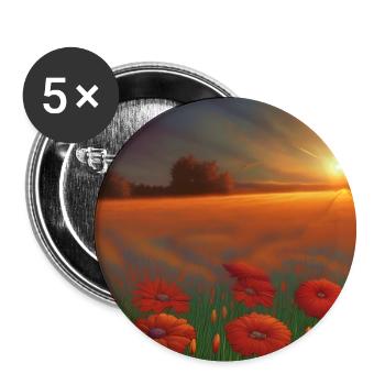Coucher de soleil sur le vaste champ de fleurs d’oranger - Lot de 5 grands badges (56 mm) - blanc - Devant