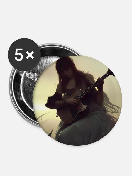 Antikes Gitarristenfoto - Buttons groß 56 mm (5er Pack) - Weiß