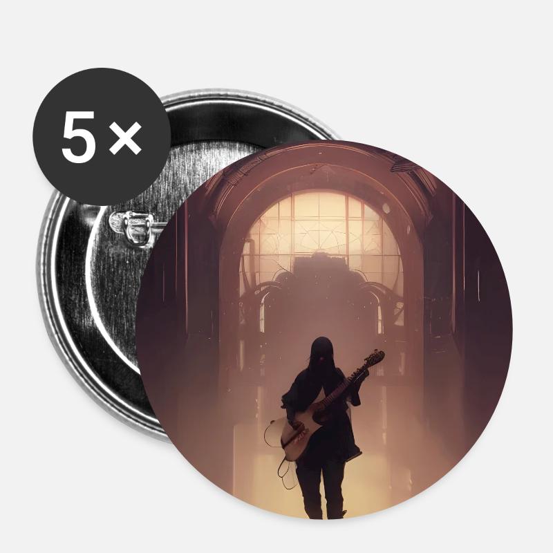 Lonely guitarist - Buttons large 2.2''/56 mm (5-pack) - white