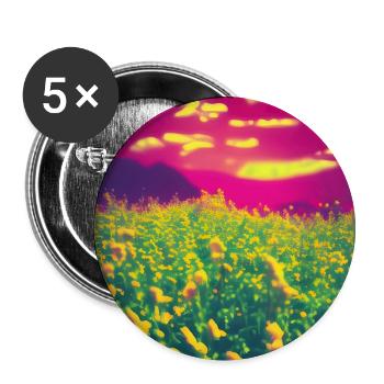 Abstrakte Blumen auf rosa Hintergrund - Buttons groß 56 mm (5er Pack) - Weiß - Vorne