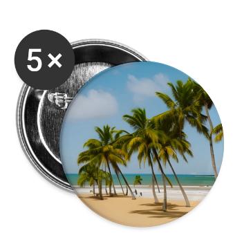 Calm beach with palm trees - Buttons large 2.2''/56 mm (5-pack) - white - Front