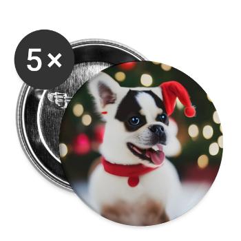 Dogs Christmas - Buttons large 2.2''/56 mm (5-pack) - white - Front