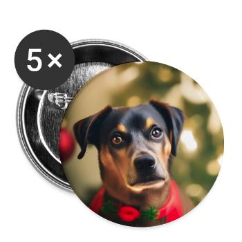 Cute Christmas dog - Buttons large 2.2''/56 mm (5-pack) - white - Front