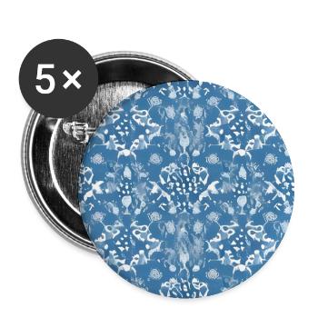 Ornamentmuster auf blauem Hintergrund - Buttons groß 56 mm (5er Pack) - Weiß - Vorne