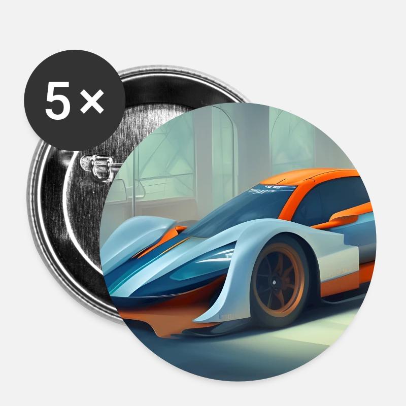 Race car art - Buttons large 2.2''/56 mm (5-pack) - white