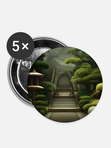 Blühen Bonzai-Bäume - Buttons groß 56 mm (5er Pack) - Weiß