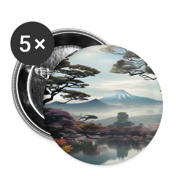 Japanische Naturszenerie - Buttons groß 56 mm (5er Pack) - Weiß - Vorne