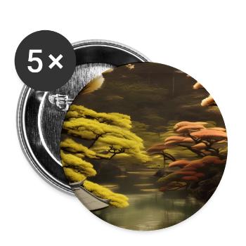 Japanischer Herbstgarten - Buttons groß 56 mm (5er Pack) - Weiß - Vorne
