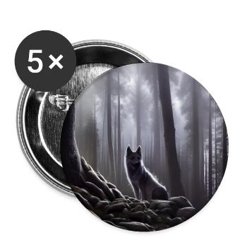Wolf in the forest - Buttons large 2.2''/56 mm (5-pack) - white - Front