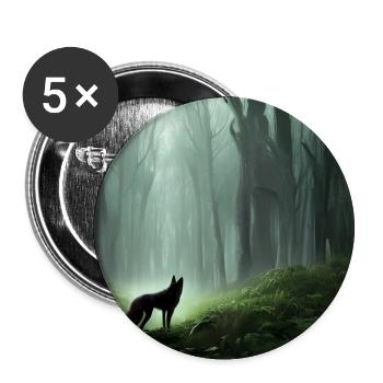 A lone wolf in a large forest - Buttons large 2.2''/56 mm (5-pack) - white - Front
