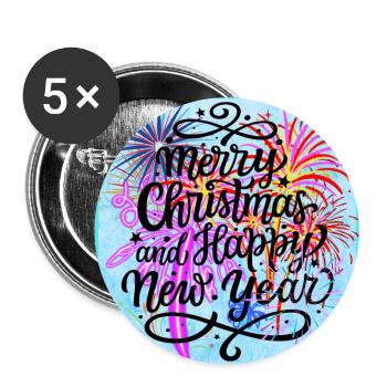 Happy New Year, colorful theme. - Buttons large 2.2''/56 mm (5-pack) - white - Front