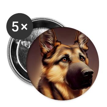 German Shepherd - Buttons large 2.2''/56 mm (5-pack) - white - Front