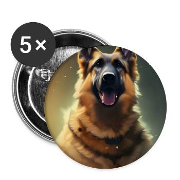 Cute German Shepherd - Buttons large 2.2''/56 mm (5-pack) - white - Front
