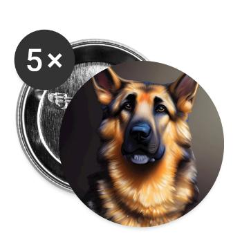German Shepherd artwork - Buttons large 2.2''/56 mm (5-pack) - white - Front