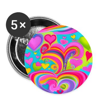 Colorful love - Buttons large 2.2''/56 mm (5-pack) - white - Front
