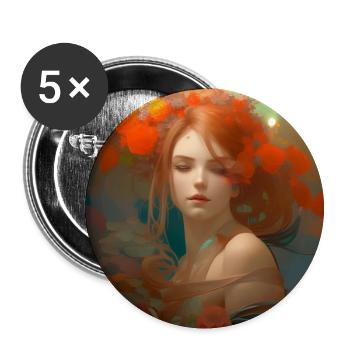 Portrait of a red-haired woman - Buttons large 2.2''/56 mm (5-pack) - white - Front