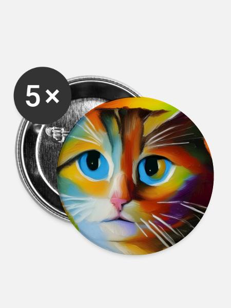 Abstract cat portrait - Buttons large 2.2''/56 mm (5-pack) - white