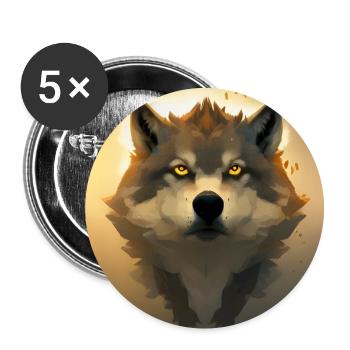 Wolf portrait - Buttons large 2.2''/56 mm (5-pack) - white - Front