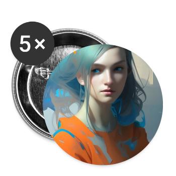Beautiful woman watercolor painting - Buttons large 2.2''/56 mm (5-pack) - white - Front
