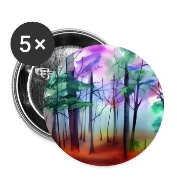 Aquarelle forêt nature - Lot de 5 grands badges (56 mm) - blanc - Devant