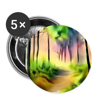 Water color green forest - Buttons large 2.2''/56 mm (5-pack) - white - Front