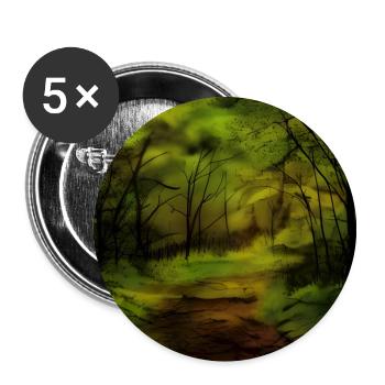 Dunkles Aquarell Waldnatur - Buttons groß 56 mm (5er Pack) - Weiß - Vorne
