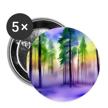 Abend im Aquarellwald - Buttons groß 56 mm (5er Pack) - Weiß - Vorne