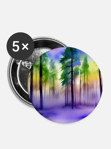 Abend im Aquarellwald - Buttons groß 56 mm (5er Pack) - Weiß