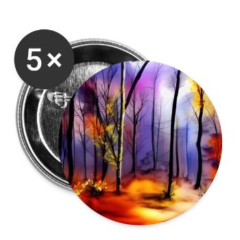 Magischer Aquarell-Naturwald - Buttons groß 56 mm (5er Pack) - Weiß - Vorne