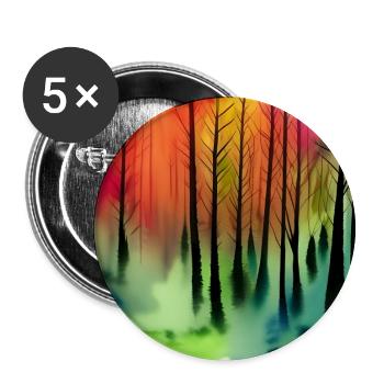 Geheimnisvoller Aquarell-Naturwald - Buttons groß 56 mm (5er Pack) - Weiß - Vorne