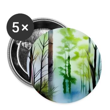 Bildkunst aus dem Wald - Buttons groß 56 mm (5er Pack) - Weiß - Vorne