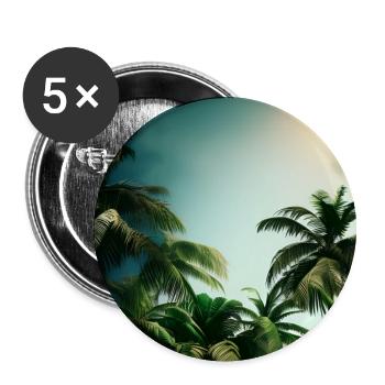 Landscape with palm trees - Buttons large 2.2''/56 mm (5-pack) - white - Front