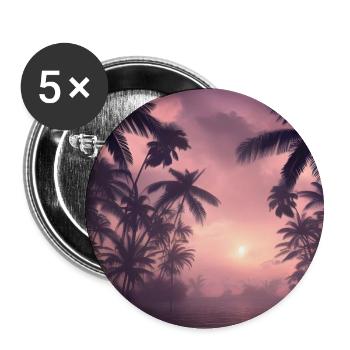 Abend zwischen Palmen - Buttons groß 56 mm (5er Pack) - Weiß - Vorne