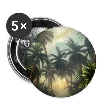 Jungle with palm trees - Buttons large 2.2''/56 mm (5-pack) - white - Front