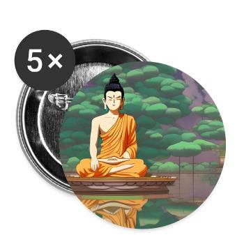 Cartoon buddha statue art - Buttons large 2.2''/56 mm (5-pack) - white - Front