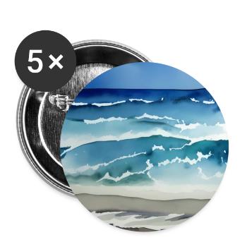 Ozean Aquarellkunst - Buttons groß 56 mm (5er Pack) - Weiß - Vorne