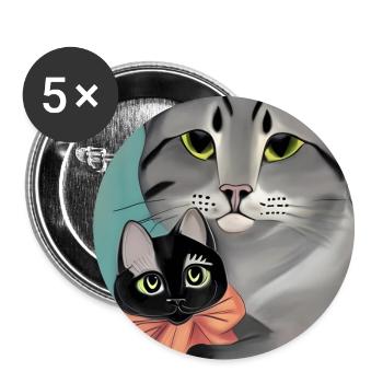 Mutter von Katzen - Buttons groß 56 mm (5er Pack) - Weiß - Vorne