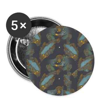 Modèle abstrait de poisson - Lot de 5 grands badges (56 mm) - blanc - Devant