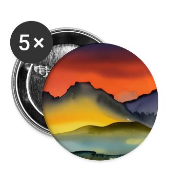 Aquarell Berg - Buttons groß 56 mm (5er Pack) - Weiß - Vorne
